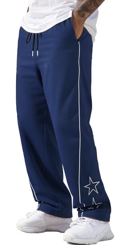 AIEOE Herren Lange Hose Lässige Weite Sporthose Vintage Klassische Sweathose Leich Kordelzug Trainingshose EU M (Asie L) von AIEOE