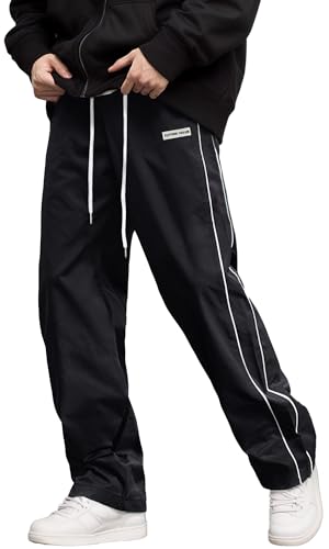 AIEOE Herren Lange Hose Vintage Track Pants Baggy Freizeithose mit Paspel Hip Hop Hose Street Outfit XXL von AIEOE