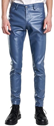 AIEOE Herren Lederjeans Kunstleder Slim Fit Biker Hose Stretch Dünn Lederhose Nightclub Bleistift Hose Mehre Farben - 34 von AIEOE