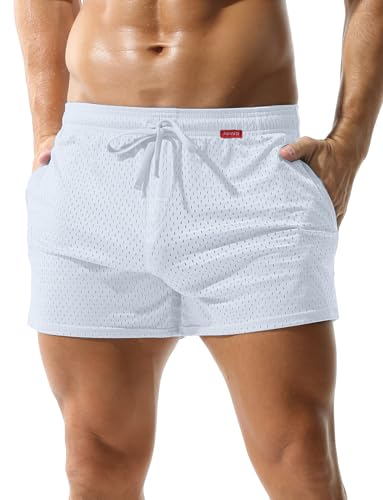 AIEOE Herren Mesh Boxershorts Dünn Sport Netzhose Kurz Elastisch Sportshorts Fishnetz Laufshorts Pants XL von AIEOE