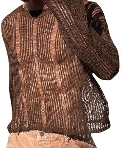 AIEOE Herren Mesh Langarmshirt Gestrickt Transparentes Netz Oberteil Kurz Unterhemd Braun EU Größe XXL/Herstellergröße 3XL AIEOE Herren Mesh Langarmshirt Gestrickt Transparentes Netz Oberteil Kurz Unterhemd Braun EU Größe XXL/Herstellergröße 3XL von AIEOE