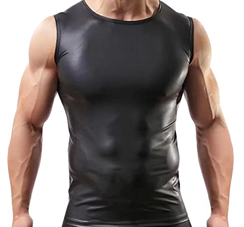 AIEOE Herren Muskelshirt Sexy Tank Top Ärmellose T-Shirt Slim Fit Schwarz 06 Herstellergröße XL/EU Größe S von AIEOE