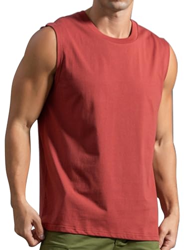 AIEOE Herren Muskelshirt Sport Sommer Tank Top Locker Baumwolle Ärmelloses T-Shirt Gym Fitness Männer Tops Leicht Dünn Oberteil Atmungsaktiv Einfarbig - EU XL (Asie 2XL) von AIEOE