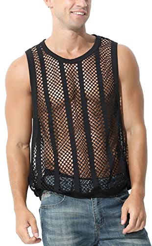AIEOE Herren Muskelshirts Fischnetz Tank Tops Männer Ärmellos Unterhemd Fischnetzhemd ohne Arm Schwarz L AIEOE Herren Muskelshirts Fischnetz Tank Tops Männer Ärmellos Unterhemd Fischnetzhemd ohne Arm Schwarz L von AIEOE