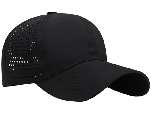 AIEOE Herren Netz Baseball Cap Schnelltrocknend Atmungsaktive Sportkappe Outdoor Sommer Freizeit Sonnenschutz Schwarz von AIEOE