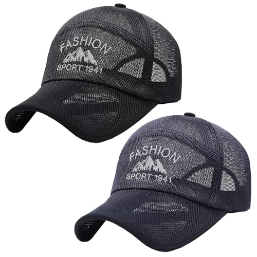 AIEOE Herren Netz Baseballmütze 2 Stücke Baseball Basic Cap Sommer Aushöhlen Sonnenmütze Sport Basecap AIEOE Herren Netz Baseballmütze 2 Stücke Baseball Basic Cap Sommer Aushöhlen Sonnenmütze Sport Basecap von AIEOE