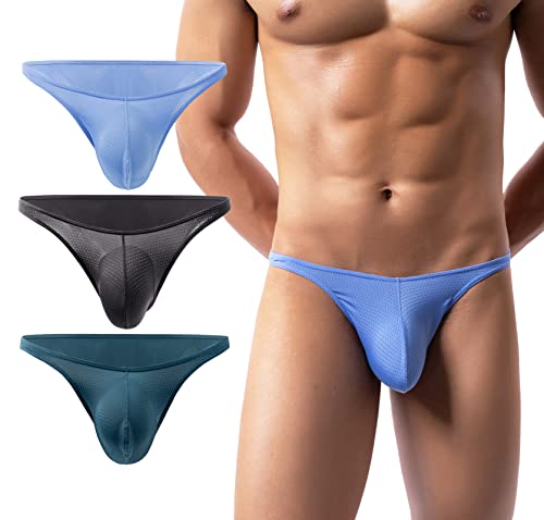 AIEOE Herren Netz Slips Mesh Unterwäsche Stretch Briefs Männer Bikini Unterhose mit Beutel 3 Stück 03 Größe M von AIEOE