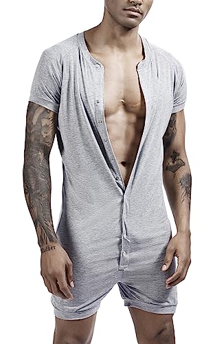 AIEOE Herren Overall Bodysuit Einteiler Kurzarm Strampler Casual Body Jumpsuit Stretch Weich Bequem Männer Unterhemd mit Knöpfen - XXL AIEOE Herren Overall Bodysuit Einteiler Kurzarm Strampler Casual Body Jumpsuit Stretch Weich Bequem Männer Unterhemd mit Knöpfen - XXL von AIEOE