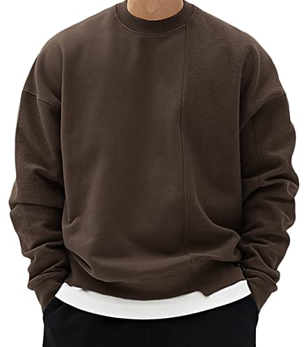 AIEOE Herren Pullover College Sweatshirt Hoodie Gespleißt Pulli Schlichtes Oberteil Braun XXL von AIEOE