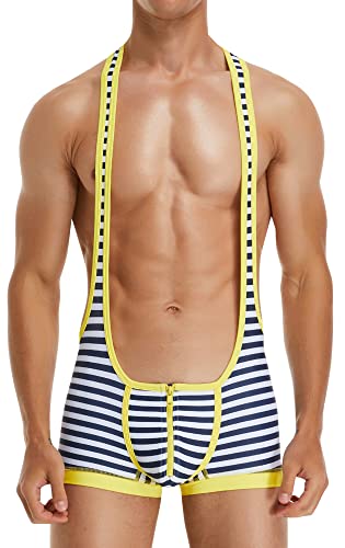 AIEOE Herren Ringertrikot Ringeranzug Wrestling Singlet Trikot Sport Jumpsuit Jockstrap Leotard Athletic Supporters Gewichtheben Jock Bodysuit Einteilige Ärmellose - XXL von AIEOE