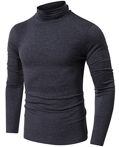 AIEOE Herren Rollkragenpullover Langarm Slim Fit Rollkragenshirt Baumwolle Basic Langarmshirts Weich Elastisch Einfarbig - EU M von AIEOE