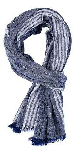 AIEOE Herren Schal Gestreift 180cm Elegantes Halstuch mit Fransen Leicht und Weich Herbst Winter Halswärmer Blau von AIEOE