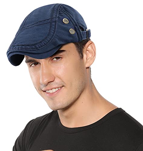 AIEOE Herren Schirmmütze aus Baumwolle Sommer Schiebermütze Sonnenschutz Kappe Retro Cap Blau B von AIEOE