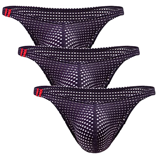 AIEOE Herren Sexy Tanga Slip Atmungsaktive Unterhosen Männer Niedrige Taille Bikini Unterwäsche 3 Stück Lila L von AIEOE