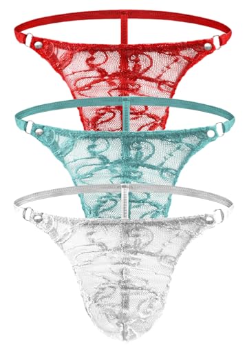 AIEOE Herren Sexy Tanga Spitzen Mesh String Durchsichtig Mini Slips 3er Set Spitzenslips G-String XL AIEOE Herren Sexy Tanga Spitzen Mesh String Durchsichtig Mini Slips 3er Set Spitzenslips G-String XL von AIEOE