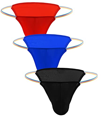 AIEOE Herren Slips EIS Seide String Tanga T-Back Sexy Mini Slip Ultra Dünn Männer Thongs Briefs Sommer Atmungsaktiv Unterhose Niedrige Taille Unterwäsche - M von AIEOE