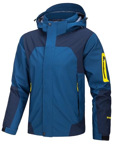 AIEOE Herren Softshell Jacke Wasserdicht Winterjacke Warme Gefüttert Winddicht Outdoor Wanderjacke mit Kapuze - XXL von AIEOE