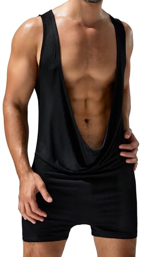 AIEOE Herren Sport Jumpsuit Einteilige Athletic Supporters Ärmellose Muskel Bodysuit Stretch Trainingsanzug M von AIEOE