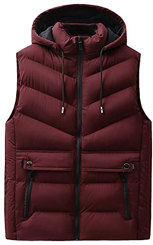 AIEOE Herren Stehkragen Weste Steppweste Winter Dicke Bodywarmer Outdoor Daunenweste Sportweste,Rot,3XL von AIEOE