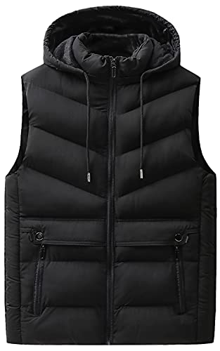 AIEOE Herren Stehkragen Weste Steppweste Winter Dicke Bodywarmer Outdoor Daunenweste Sportweste,Schwarz,3XL von AIEOE