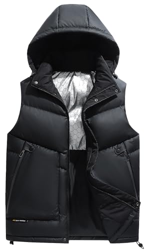 AIEOE Herren Steppweste Winter Leder Pufferweste Warm Wasserdicht Übergangsweste mit Taschen EU S von AIEOE