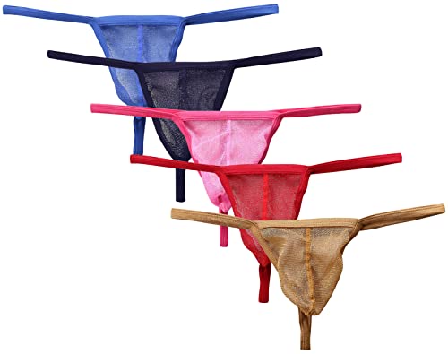 AIEOE Herren String Sexy 5 Stück Reizvolle Dessous Männer Sexy Unterwäsche Minislips Ministrings Farben 02 M von AIEOE