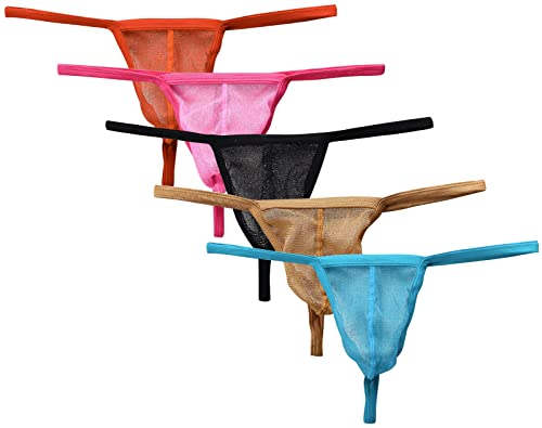 AIEOE Herren String Sexy 5 Stück Reizvolle Dessous Männer Sexy Unterwäsche Minislips Ministrings Farben 03 L von AIEOE