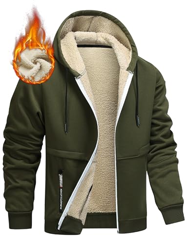 AIEOE Herren Sweatjacke Winter Fleece Hoodie Sweatshirt Zipper Kapuzenjacke Dick Warm Fleecejacke mit Kapuze Casual Kapuzenpullover - M von AIEOE