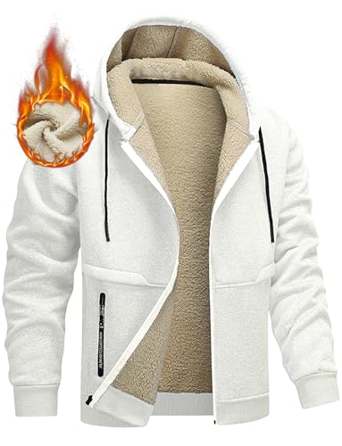 AIEOE Herren Sweatjacke Winter Fleece Hoodie Sweatshirt Zipper Kapuzenjacke Dick Warm Fleecejacke mit Kapuze Casual Kapuzenpullover - M von AIEOE