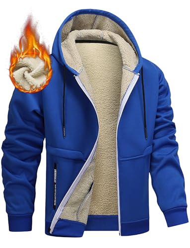 AIEOE Herren Sweatjacke Winter Fleece Hoodie Sweatshirt Zipper Kapuzenjacke Dick Warm Fleecejacke mit Kapuze Casual Kapuzenpullover - XXL von AIEOE
