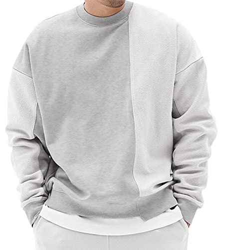 AIEOE Herren Sweatshirt Basic Pullover mit Rundhalsausschnitt Baumwolle Pulli Grau 3XL von AIEOE