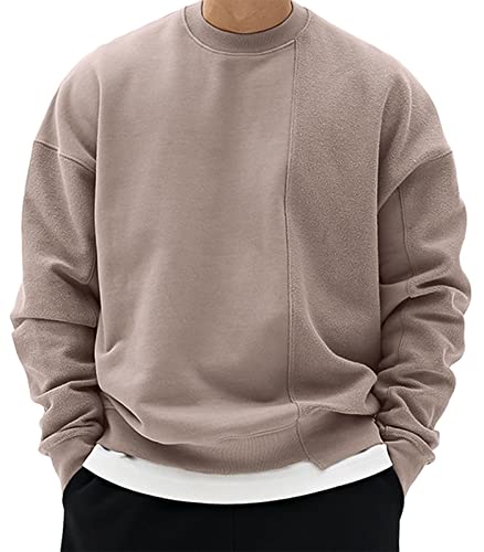 AIEOE Herren Sweatshirt Basic Pullover mit Rundhalsausschnitt Baumwolle Pulli Khaki L von AIEOE