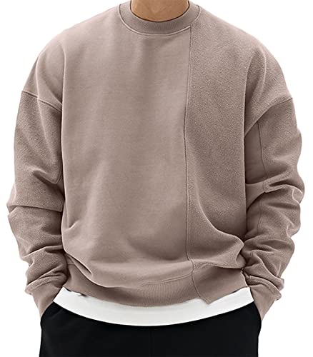 AIEOE Herren Sweatshirt Basic Pullover mit Rundhalsausschnitt Baumwolle Pulli Khaki M von AIEOE