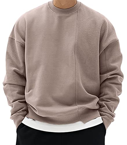 AIEOE Herren Sweatshirt Basic Pullover mit Rundhalsausschnitt Baumwolle Pulli Khaki XL AIEOE Herren Sweatshirt Basic Pullover mit Rundhalsausschnitt Baumwolle Pulli Khaki XL von AIEOE