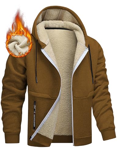 AIEOE Herren Sweatshirt Winter Hoodie Jacke Fleece Kapuzenpullover Dick Warm Sweatjacke mit Kapuze Zipper Casual Kapuzenjacke Fleecejacke - S von AIEOE