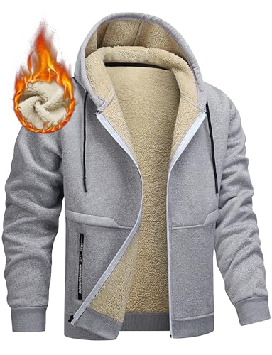 AIEOE Herren Sweatshirt Winter Hoodie Jacke Fleece Kapuzenpullover Dick Warm Sweatjacke mit Kapuze Zipper Casual Kapuzenjacke Fleecejacke - S von AIEOE