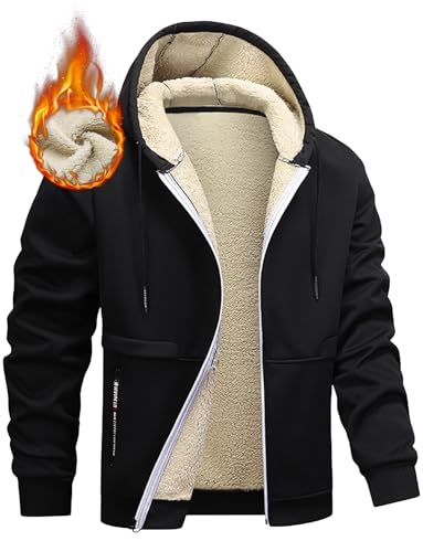 AIEOE Herren Sweatshirt Winter Hoodie Jacke Fleece Kapuzenpullover Dick Warm Sweatjacke mit Kapuze Zipper Casual Kapuzenjacke Fleecejacke - XL von AIEOE
