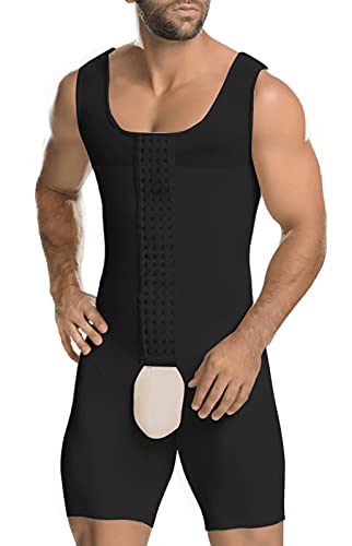 AIEOE Herren Taillenformer Figurformender Bodysuit Ganzkörper Shapewear Einstellbare Kompression Bauch Jumpsuit - Schwarz,6XL von AIEOE