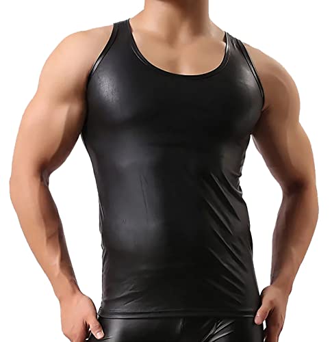 AIEOE Herren Tank Top Sexy Muskelshirt Ärmellose T-Shirt Slim Fit Schwarz 04 Herstellergröße XXL/EU Größe M von AIEOE