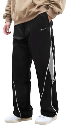 AIEOE Herren Trackpants y2k Hip Hop Hose Gerade Lässige Hose Sport Leicht Jogginghose mit Paspel XL von AIEOE