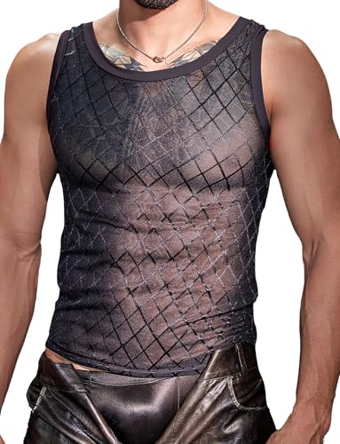 AIEOE Herren Ultraleicht Weste Durchsichtig Dünne Unterhemd Ärmellos Weste Shirt Elastisch Tops für Nachtclub Party von AIEOE