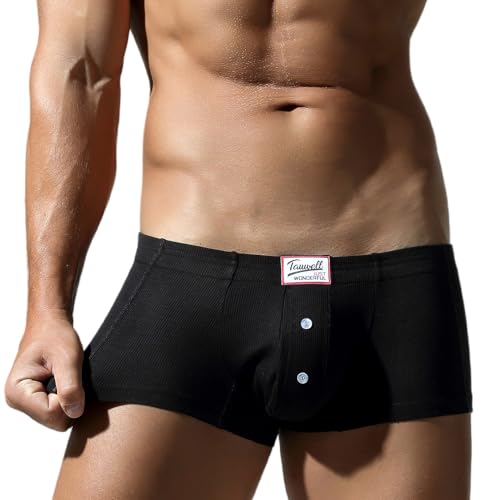 AIEOE Herren Unterhose Ausbuchtung Beutel Männer Trunks Atmungsaktiv Boxershorts Schwarz Herstellergröße M/EU Größe S von AIEOE