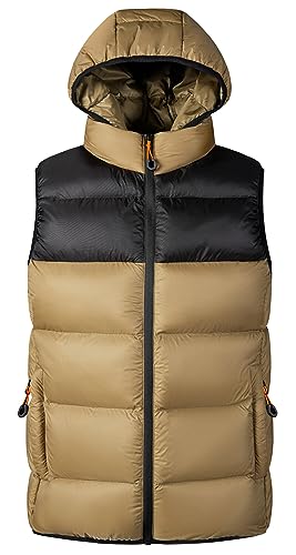 AIEOE Herren Weste Herbst Winter Warm Steppweste Leicht mit Abnehmbare Kapuze Winterweste Stehkragen Daunenweste Ärmellos Jacke mit Reißverschlusstasche - M von AIEOE