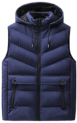 AIEOE Herren Weste Steppweste Outdoor Weste Mit Kapuze Und Stehkragen Weste Steppweste Winter Daunenweste Männer Outdoor Vest Daunenjacke Leichte Ärmellose Jungen Hoodie - M von AIEOE