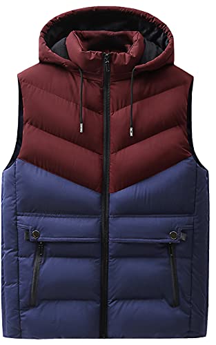 AIEOE Herren Weste Steppweste Outdoor Weste Mit Kapuze Und Stehkragen Weste Steppweste Winter Daunenweste Männer Outdoor Vest Daunenjacke Leichte Ärmellose Jungen Hoodie - M von AIEOE