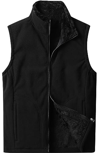 AIEOE Herren Weste Warm Gefüttert Fleeceweste mit Taschen Herrenweste für Herbst und Winter Schwarz 01 Herstellergröße XXL/EU Größe M von AIEOE