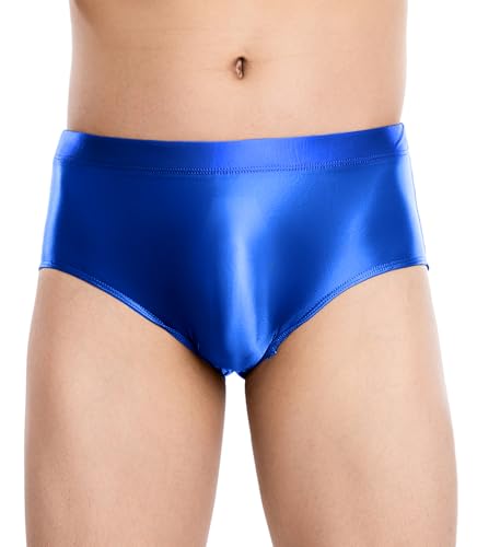 AIEOE Herren Wetlook Slip Unterwäsche Sissy Dessous Gay Clubwear Elastische Unterhose Glänzend Blau Größe XL von AIEOE