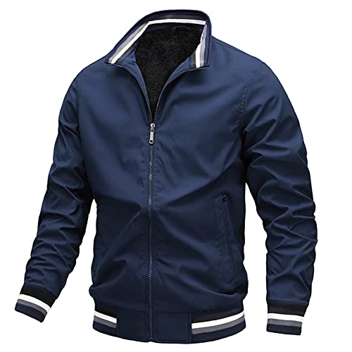 AIEOE Herren Winter Bomberjacke Warm Wattiert College Jacke Stehkragen Fliegerjacke Übergangsjacke mit 2 Reißverschlusstaschen und Innentasche 3XL, EU XL von AIEOE