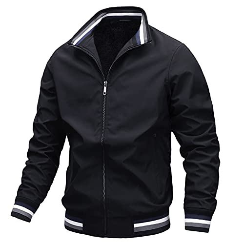 AIEOE Herren Winter Jacke Warm Baumwolle Gefüttert Bomberjacke Freizeit Stehkragen Windbreaker Militär Bomber Blouson Jacke XXL,EU L von AIEOE