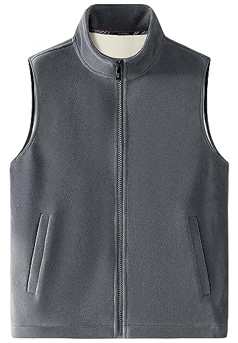 AIEOE Herren Winter Weste Weiche Polarfleece Weste Warme Herrenweste mit Stehkragen Fellweste Grau Herstellergröße 3XL/ EU Größe M von AIEOE